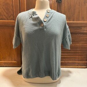Women's Blue Button-Up Top
